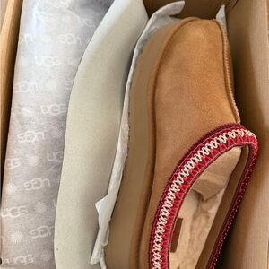 UGG Brown Slippers with Red Accent